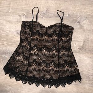 💜5 for $15💜 Black and Tan sexy lacy tank top
